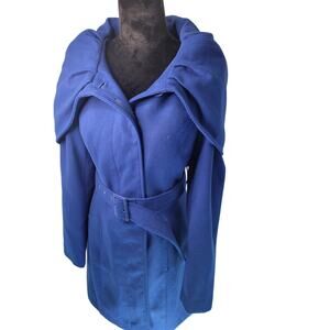 Royal Blue Belted Coat with Dramatic Collar – New York & Company - Small